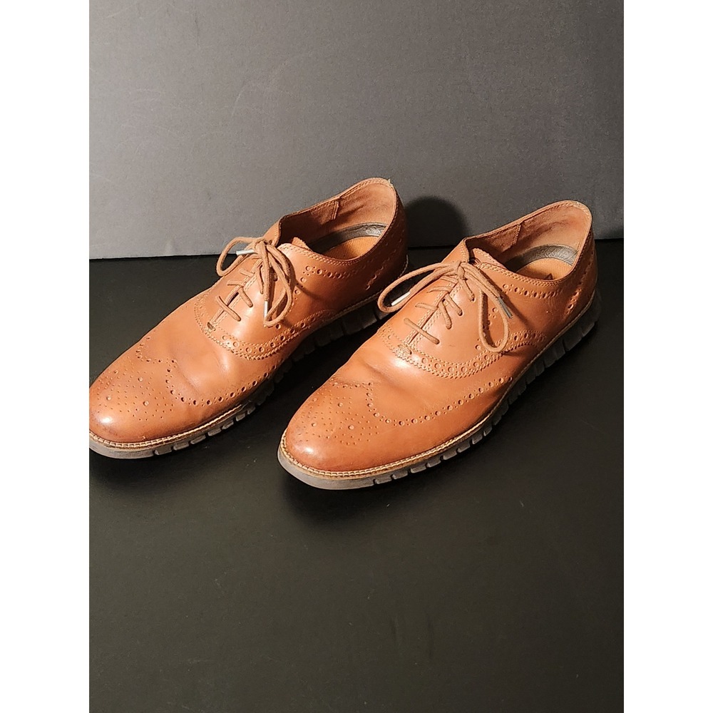 Cole Haan Zerogrand Wingtip Oxford Mens 13M British Tan Leather Shoes C29411